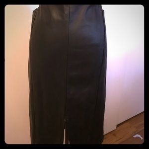 Faux black leather skirt